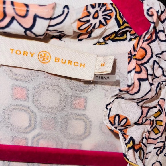 Tory Burch Silk Dress Geometric Floral Long Sleeve Dress - Picture 9 of 11